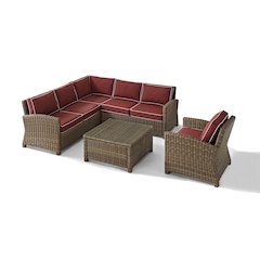 5Pc Outdoor Furniture Set, Right&Left Loveseat, Corner&Arm Chair,Coffee Table