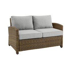Brown Rattan Patio Furniture with Gray Cushions Outdoor Loveseat Patio Couch