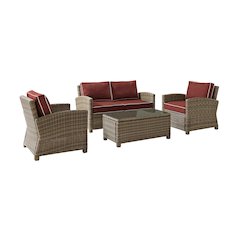 Bradenton 4Pc Outdoor Furniture Set, Loveseat, Coffee Table, 2 Arm Chairs