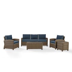 5Pc Outdoor Sofa Furniture Set, Sofa, Side Table, Coffee Table, 2 Armchairs
