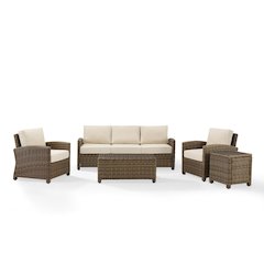 5Pc Outdoor Sofa Furniture Set, Sofa, Side Table, Coffee Table, 2 Armchairs
