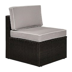 Wicker Armless Outdoor Lounge Chair in Gray with Lightweight Frame