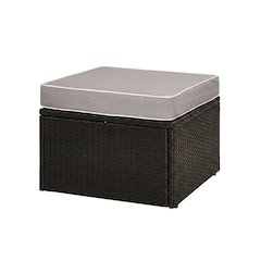 Wicker Ottoman with Brown Finish for Outdoor Living Durable Seat Rugged Design