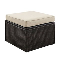 Brown Wicker Ottoman for Outdoor Seating with Lightweight Design