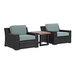 Beaufort 3Pc Wicker Outdoor Chair Set - Side Table & 2 Chairs