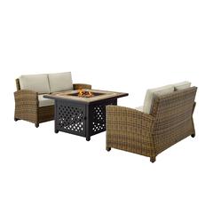 Bradenton 3Pc Outdoor Loveseat Set W/Fire Table, Tucson Fire Table & 2 Loveseats