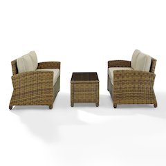 Bradenton 3Pc Outdoor Loveseat Patio Furniture Set, Coffee Table & 2 Loveseats
