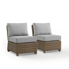 Bradenton 2Pc Armless Wicker Outdoor Chair Set - 2 Armless Chairs