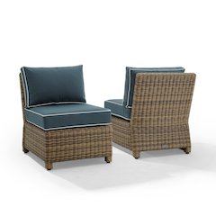 Bradenton 2Pc Armless Wicker Outdoor Chair Set - 2 Armless Chairs