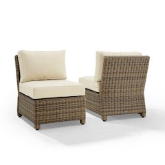 Bradenton 2Pc Armless Wicker Outdoor Chair Set - 2 Armless Chairs