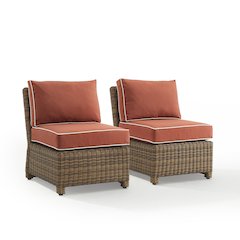 Bradenton 2Pc Armless Wicker Outdoor Chair Set - 2 Armless Chairs