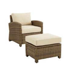 Bradenton 2Pc Wicker Outdoor Chair Set - Armchair & Ottoman