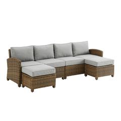 4Pc Outdoor Furniture Set, Left Loveseat, Right Loveseat, 2 Ottomans