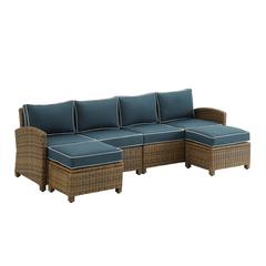 Bradenton 4Pc Outdoor Sectional Furniture Set, Left&Right Loveseat, 2 Ottomans