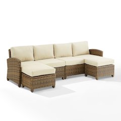 Bradenton 4Pc Outdoor Sectional Furniture Set, Left&Right Loveseat, 2 Ottomans
