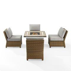 Bradenton 5Pc Outdoor Chair Set W/ Fire Table, & 4 Armless Chairs