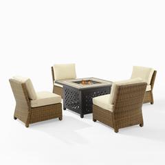 Bradenton 5Pc Outdoor Chair Set W/ Fire Table, Tucson Fire Table, 4 Chairs