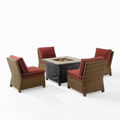 Bradenton 5Pc Outdoor Chair Set W/ Fire Table, Tucson Fire Table, 4 Chairs