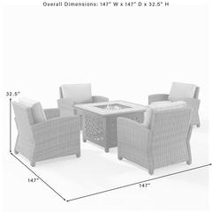Bradenton 5Pc Outdoor Chair Set W/ Fire Table, Tucson Fire Table & 4 Armchairs