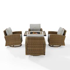 Bradenton 5Pc Outdoor Rocker Set W/ Fire Table, Tucson Fire Table & 4 Rockers