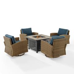 Bradenton 5Pc Outdoor Rocker Set W/ Fire Table, Tucson Fire Table & 4 Rockers