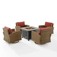 Bradenton 5Pc Outdoor Rocker Set W/ Fire Table, Tucson Fire Table & 4 Rockers