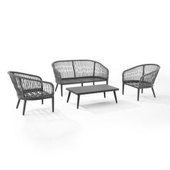 Dover 4Pc Outdoor Loveseat Furniture Set, Loveseat, Coffee Table, & 2 Armchairs