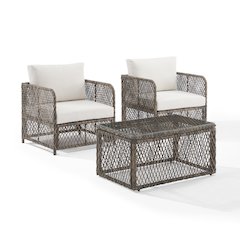 Granite Bay 3-Piece Wicker Outdoor Chair Set - Coffee Table & 2 Chairs