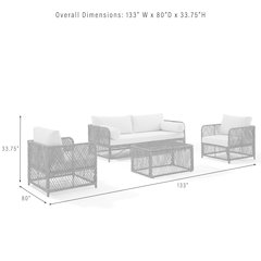 Granite Bay 4Pc Outdoor Sofa Patio Furniture Set, Sofa, Coffee Table, & 2 Chairs