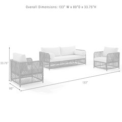 Granite Bay 3Pc Wicker Outdoor Sofa Patio Furniture Set - Sofa & 2 Chairs