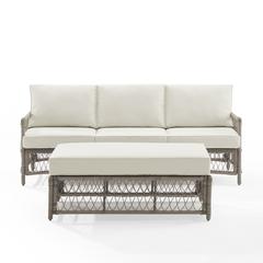 Thatcher 2Pc Outdoor Sofa Patio Furniture Set, Sofa & Coffee Table Ottoman