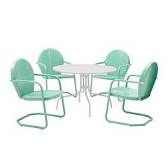 Griffith 5Pc Round Retro Outdoor Dining Set - Table & 4 Chairs