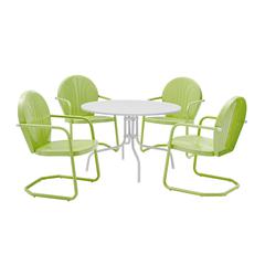 Griffith 5Pc Round Retro Outdoor Dining Set - Table & 4 Chairs