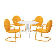 Griffith 5Pc Round Retro Outdoor Dining Set - Table & 4 Chairs