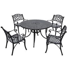 Sedona 46" 5Pc Cast Aluminum Round Outdoor Dining Set - 46" Table & 4 Armchairs