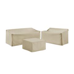 3Pc Outdoor Furniture Cover Set, Loveseat, Sofa, & Square Table/Ottoman