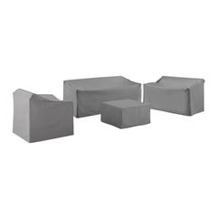 4Pc Outdoor Furniture Cover Set, Loveseat, Sofa, Square Table/Ottoman, Arm Chair