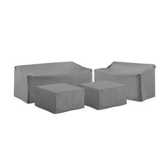 4Pc Outdoor Furniture Cover Set, Loveseat, Sofa, 2 Square Table/Ottoman