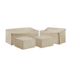 4Pc Outdoor Furniture Cover Set, Loveseat, Sofa, 2 Square Table/Ottoman