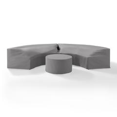 Catalina 3Pc Outdoor Furniture Cover Set, 2 Round Sectional Sofas & Coffee Table