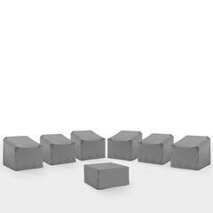 7Pc Outdoor Sectional Furniture Cover Set - 6 Chairs & 1 Square Table/Ottoman