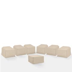 7Pc Outdoor Sectional Furniture Cover Set - 6 Chairs & 1 Square Table/Ottoman
