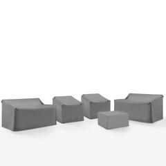5Pc Outdoor Furniture Cover Set, 2 Loveseats, 2 Chairs, & 1 Square Table/Ottoman