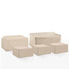 5Pc Outdoor Furniture Cover Set, 3 Square Table/Ottomans, 1 Loveseat, & 1 Sofa