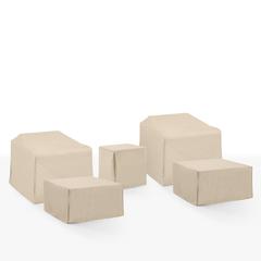 5Pc Outdoor Furniture Cover Set, 2 Chair, 2 Square Table/Ottoman, & 1 Side Table