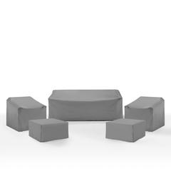 5Pc Outdoor Furniture Cover Set - 2 Chair, 2 Square Table/Ottoman, & 1 Sofa