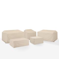 5Pc Outdoor Furniture Cover Set, 2 Loveseat, 1 Chair, 1 Coffee Table, 1 Table