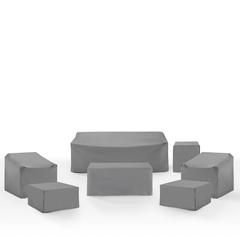 7Pc Outdoor Furniture Cover Set, 2 Chair,1 Sofa, 1 Coffee/1 Side Table, 2 Tables