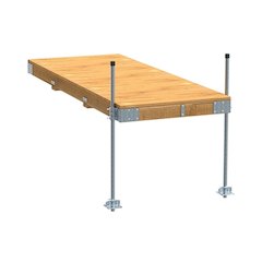 Pre-Built Commercial Grade Stationary Dock with Wood Frame & Top - 4'x10'