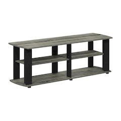 Black and French Oak TV Stand with Composite Wood Construction for Living Room